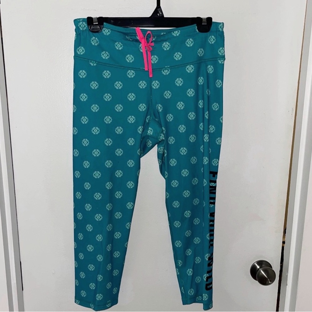 Old Navy Teal Leggings with Pink Drawstring